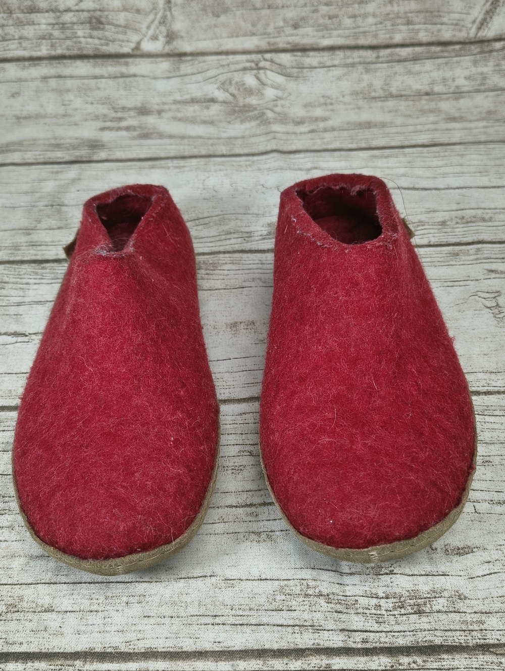 Glerups Red Felted Wool Slippers Size 39